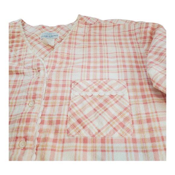 CUDDLEDOWN SZ M Vintage Women's Plaid 100% Cotton Soft Flannel Nightgown Pink - Picture 4 of 7